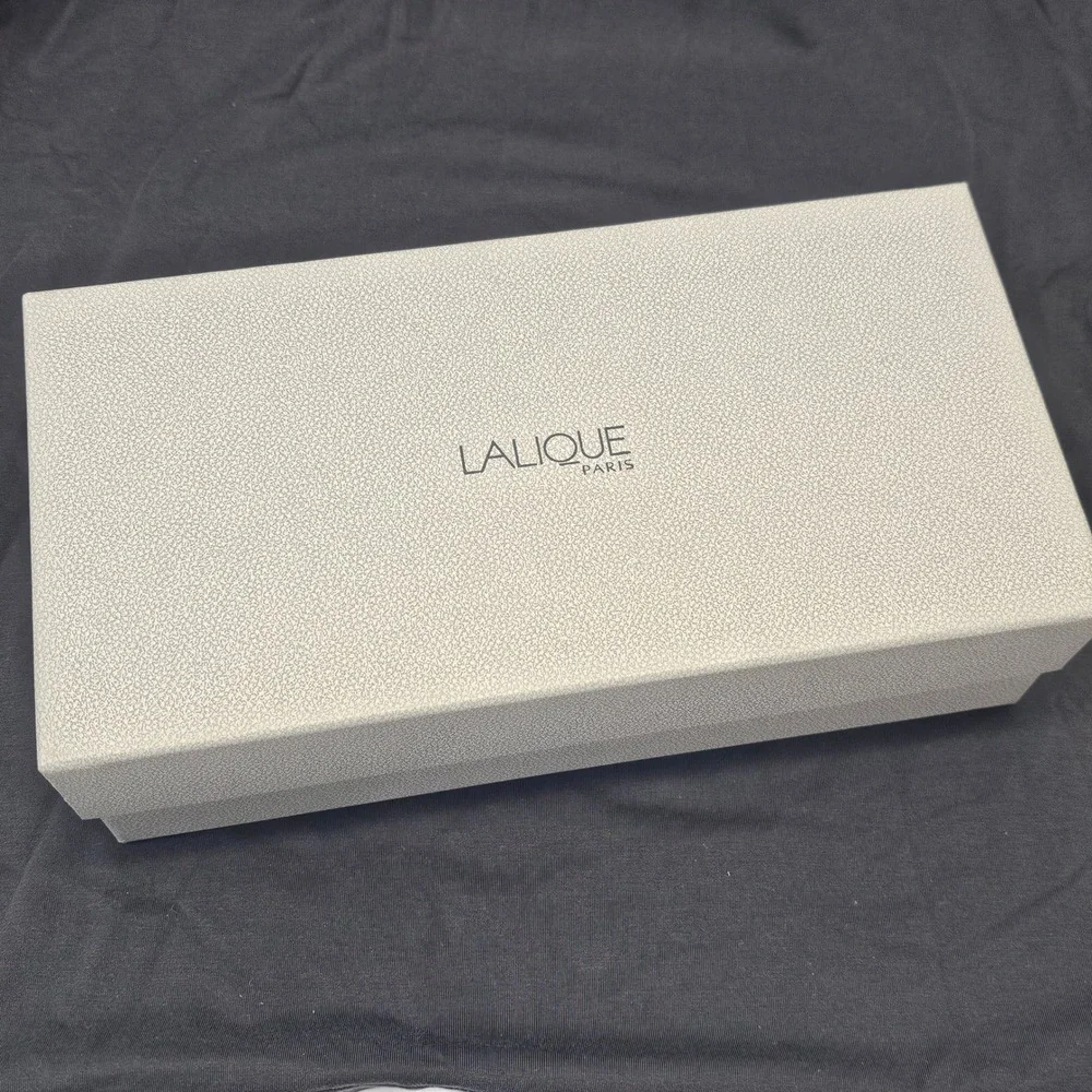Signed Lalique Vibration Trinket Jewelry Box Clear Frosted Crystal Glass Art NEW